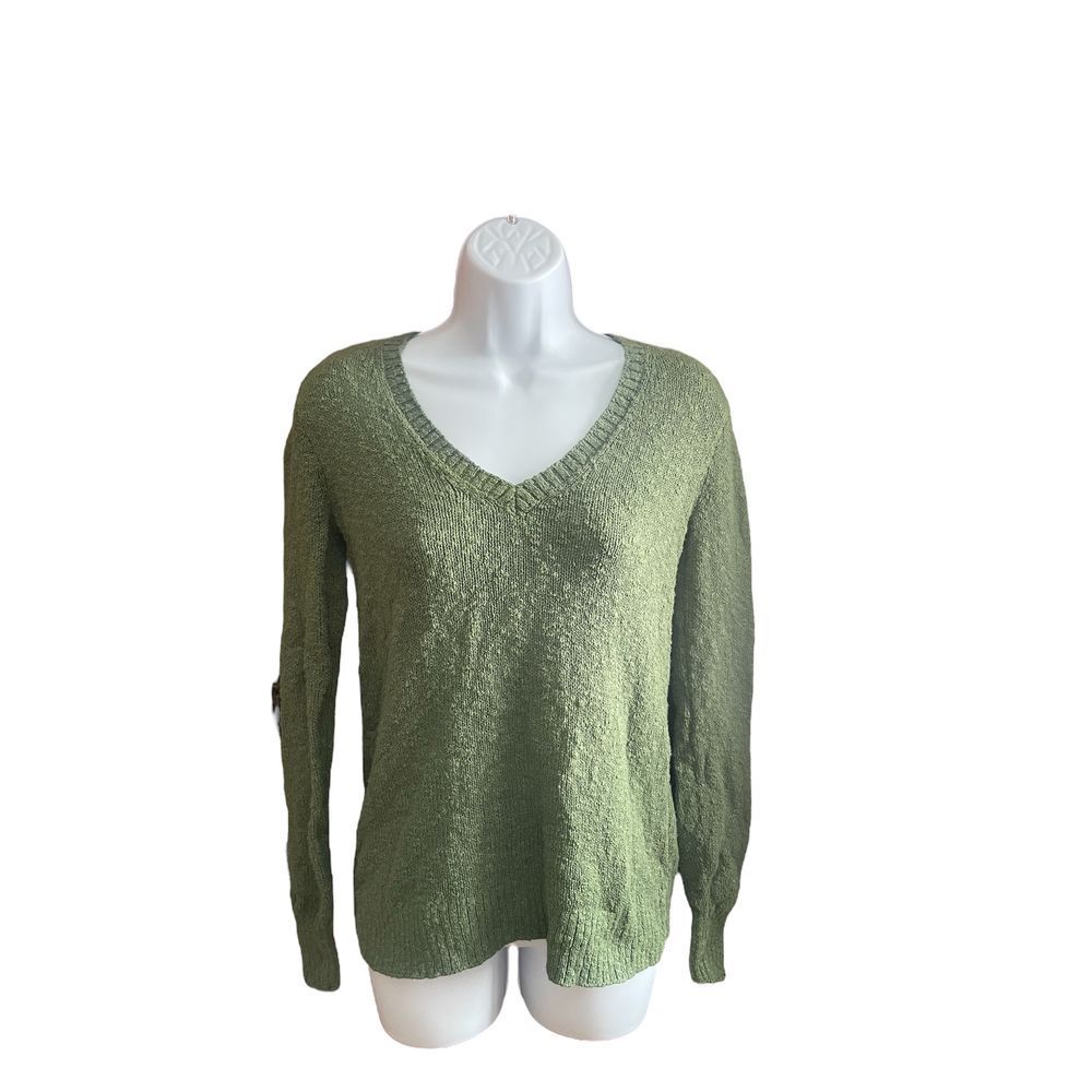 J. Crew‎ Factory Women's XXS V Neck Slub Sweater Utility Army Green